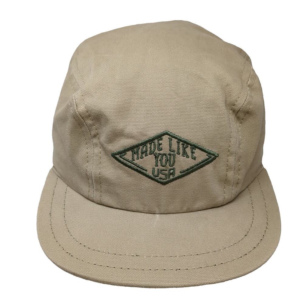 Stormy Kromer Baseball Cap Beige M Made in USA 5 Panel Embroidered Cotton Hat